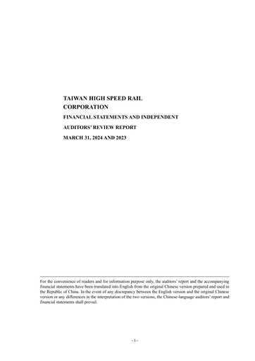 Miniature Taiwan High Speed Rail Rapport trimestriel 2024-q1
