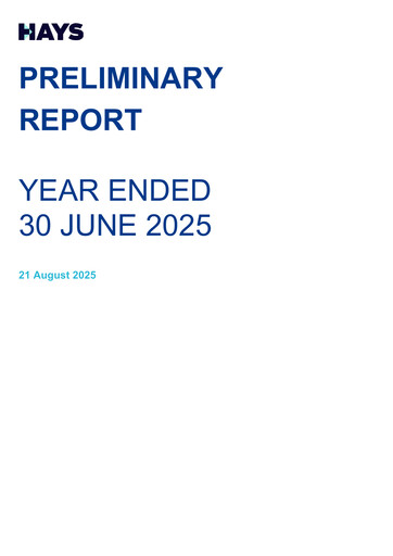 Thumbnail Hays plc Financial Report 2025