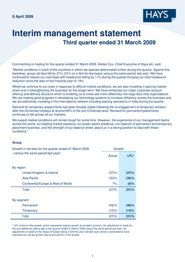Thumbnail Hays plc Quarterly Report 2009-q3