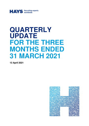 Thumbnail Hays plc Quarterly Report 2021-q3