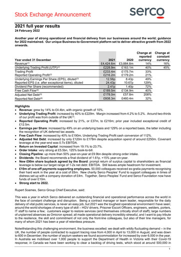Thumbnail Serco Group Financial Report 2021