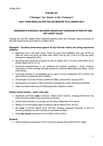 Thumbnail Grainger plc Half-year Report 2014-h1