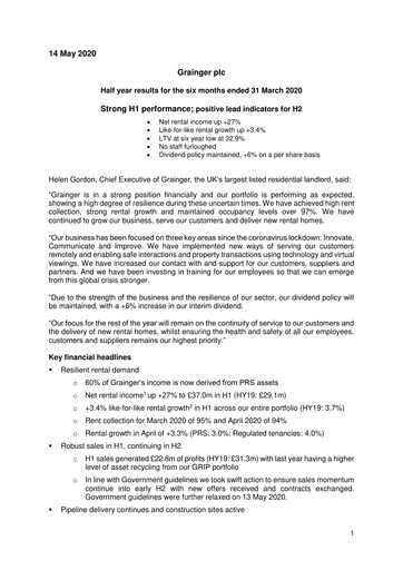Thumbnail Grainger plc Half-year Report 2020-h1