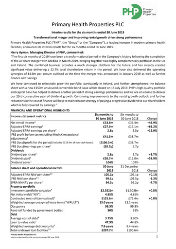 Thumbnail Primary Health Properties Half-year Report 2019-h1