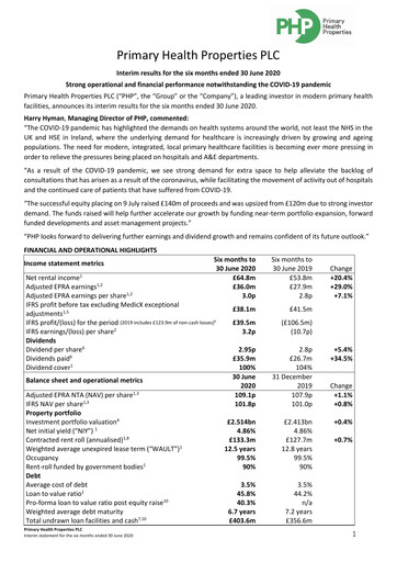 Thumbnail Primary Health Properties Half-year Report 2020-h1