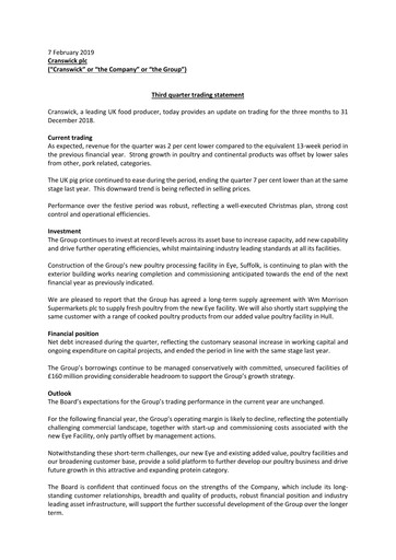 Thumbnail Cranswick Quarterly Report 2019-q3