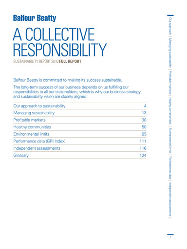 Thumbnail Balfour Beatty Sustainability Report 2010