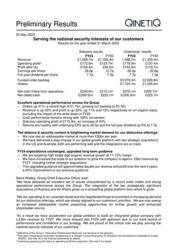 Thumbnail QinetiQ Financial Report 2023
