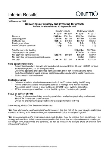 Thumbnail QinetiQ Half-year Report 2017-h1