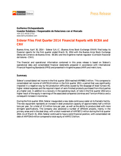 Thumbnail Ternium Argentina Quarterly Report 2014-q1