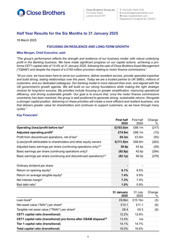 Thumbnail Close Brothers Group Half-year Report 2025-h1