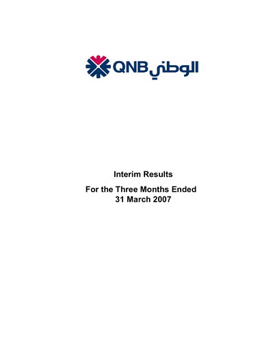 Miniature QNB (Qatar National Bank) Rapport trimestriel 2007-q1