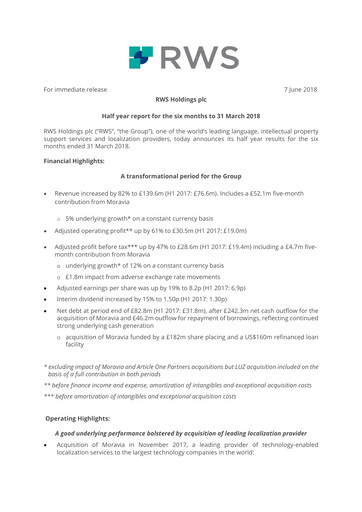 Thumbnail RWS Holdings Half-year Report 2018-h1