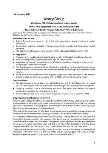 Thumbnail Vistry Group Half-year Report 2023-h1