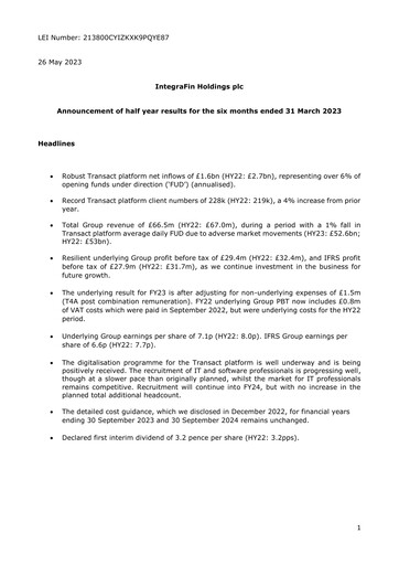 Thumbnail IntegraFin Half-year Report 2023-h1