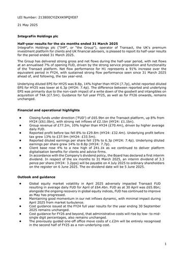 Thumbnail IntegraFin Half-year Report 2025-h1