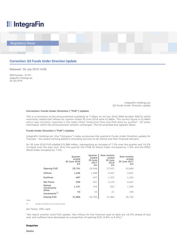 Thumbnail IntegraFin Quarterly Report 2018-q3