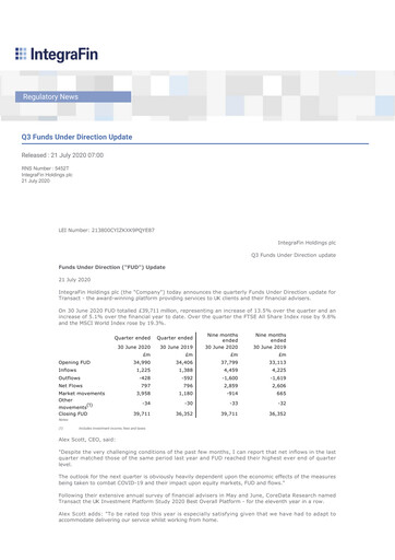 Thumbnail IntegraFin Quarterly Report 2020-q3