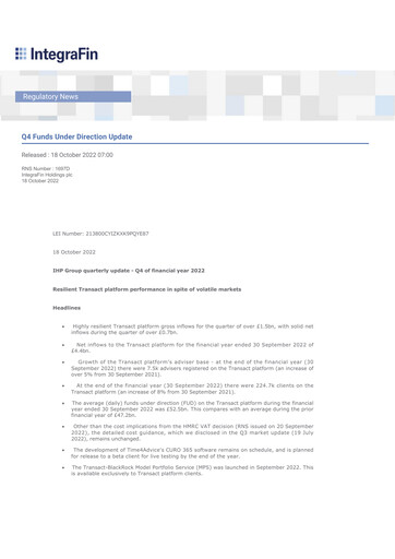 Thumbnail IntegraFin Quarterly Report 2022-q4