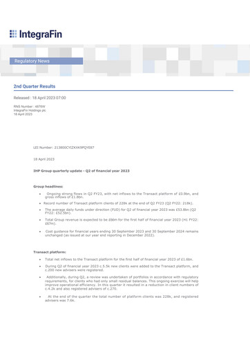 Thumbnail IntegraFin Quarterly Report 2023-q2