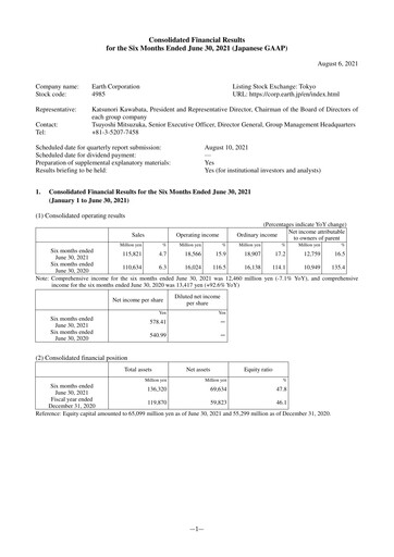Thumbnail Earth Corporation Half-year Report 2021-h1