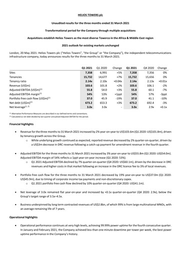 Thumbnail Helios Towers Quarterly Report 2021-q1