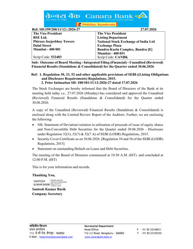 Thumbnail Canara Bank
 Quarterly Report 2026-q1