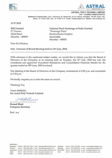 Thumbnail Astral Poly Technik
 Quarterly Report 2018-q1