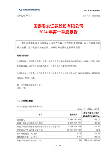 Thumbnail Guotai Junan Securities Quarterly Report 2024-q1