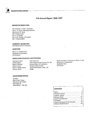 Thumbnail Adani Power Annual Report 2006-2007
