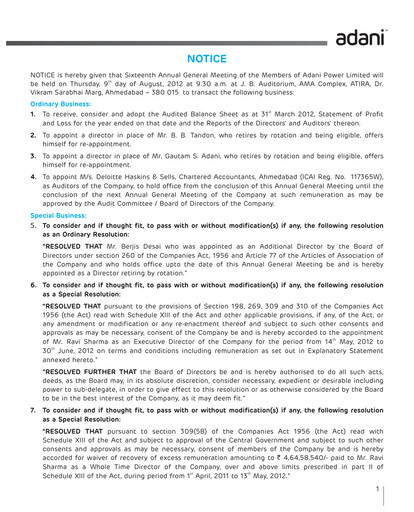 Thumbnail Adani Power Annual Report 2011-2012