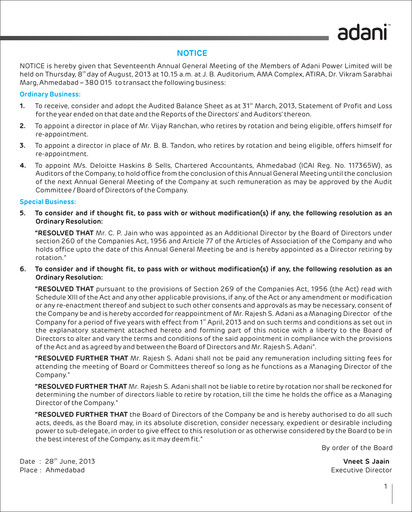 Thumbnail Adani Power Annual Report 2012-2013