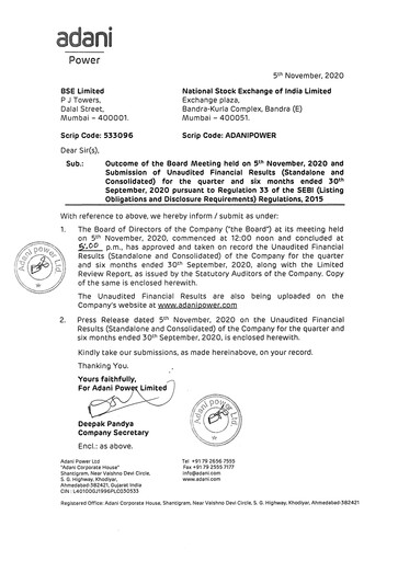 Vorschaubild Adani Power Quartalsbericht 2020-q2