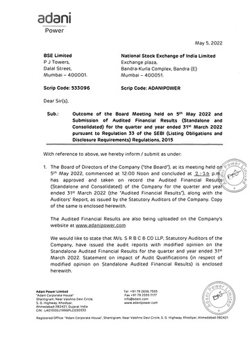 Vorschaubild Adani Power Quartalsbericht 2021-q4