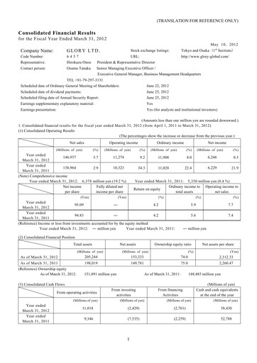 Thumbnail Glory Ltd. Financial Statement fy2011