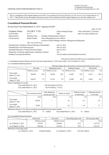 Thumbnail Glory Ltd. Financial Statement fy2012