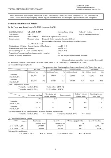 Thumbnail Glory Ltd. Financial Statement fy2014