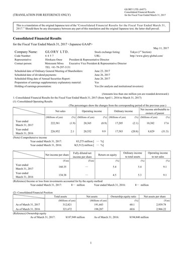 Thumbnail Glory Ltd. Financial Statement fy2016