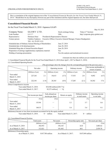Thumbnail Glory Ltd. Financial Statement fy2017