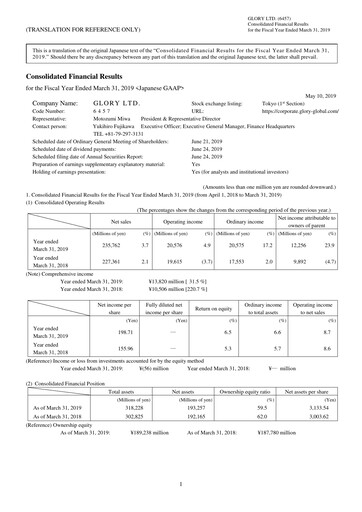 Thumbnail Glory Ltd. Financial Statement fy2018