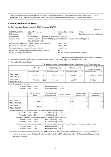 Vorschaubild Glory Ltd. Finanzmitteilung fy2025