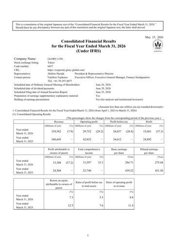 Vorschaubild Glory Ltd. Finanzmitteilung fy2026