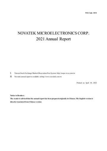 Thumbnail Novatek Microelectronics Annual Report 2021