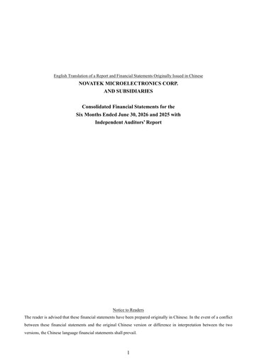 Miniature Novatek Microelectronics Rapport semestriel 2026-h1