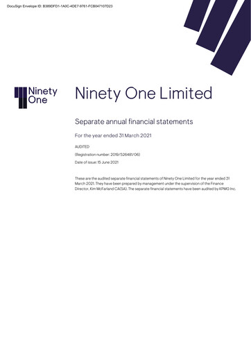 Thumbnail Ninety One Group Financial Statement fy2021