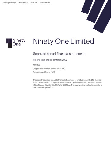 Thumbnail Ninety One Group Financial Statement fy2022