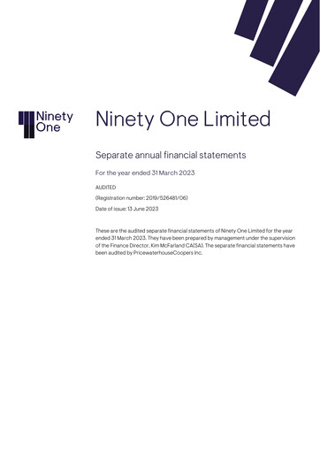 Thumbnail Ninety One Group Financial Statement fy2023