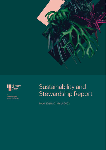 Thumbnail Ninety One Group Sustainability Report fy2022