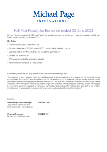 Thumbnail PageGroup Half-year Report 2003-h1