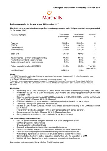 Thumbnail Marshalls plc Financial Report 2017